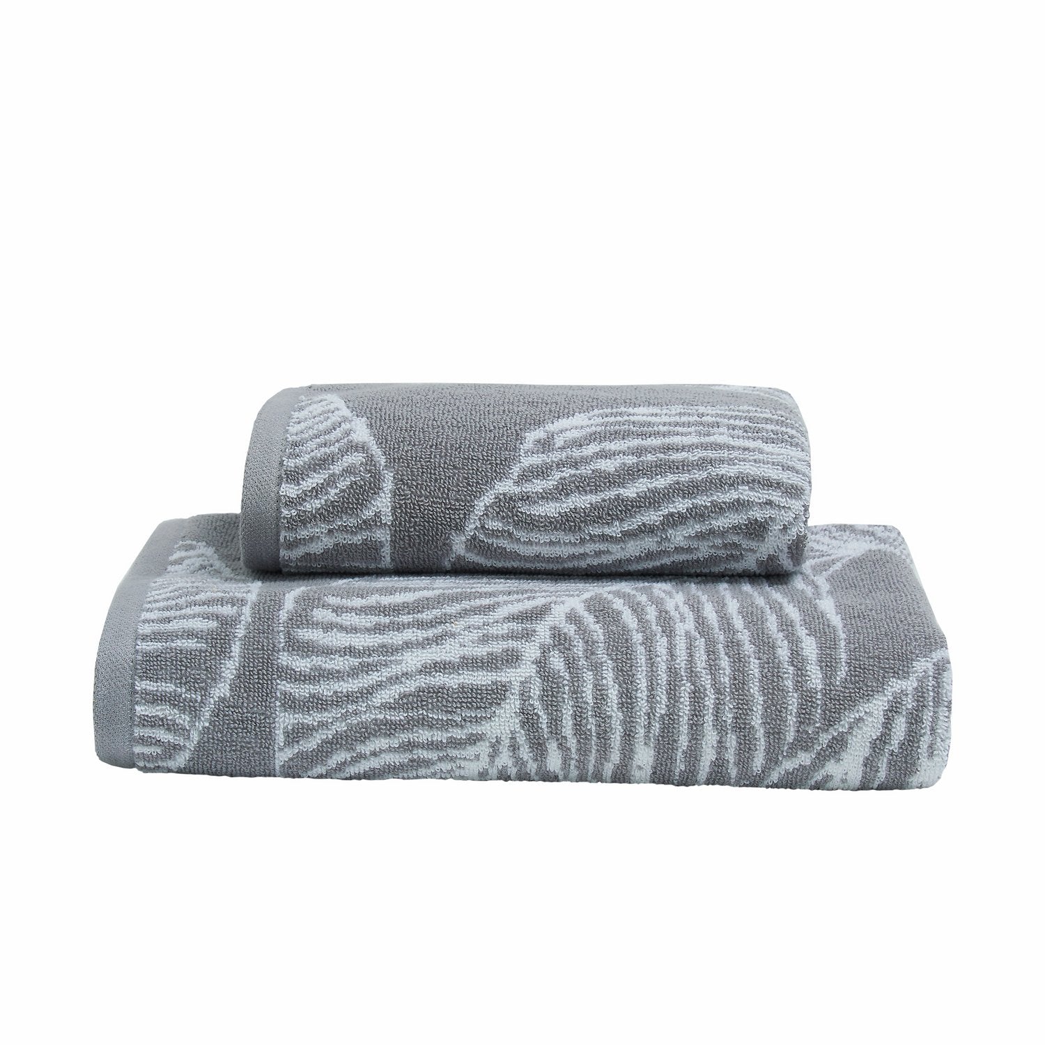Matteo Grey Leaf Print 550gsm Cotton Towels