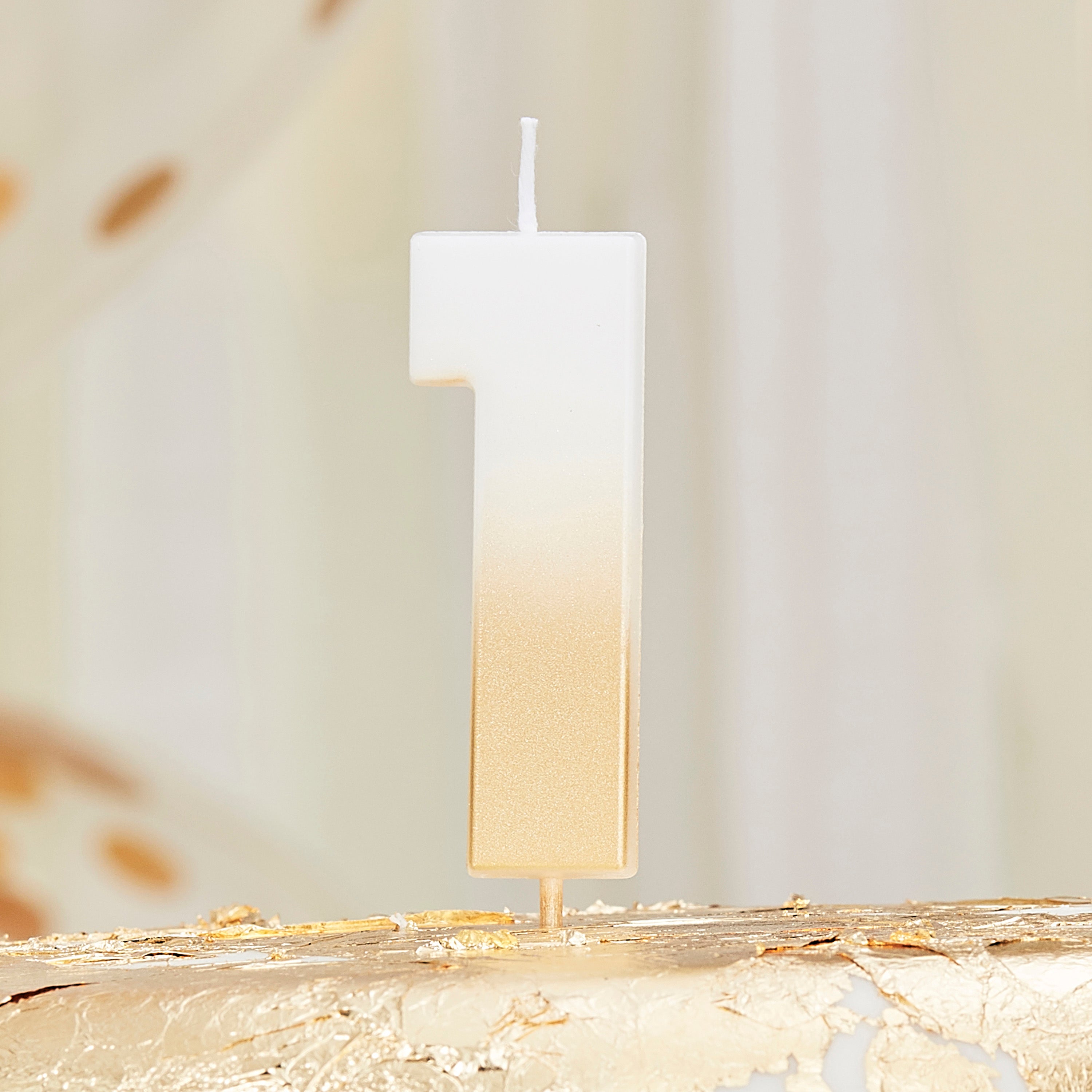 Gold Ombre 1 Number Birthday Candle