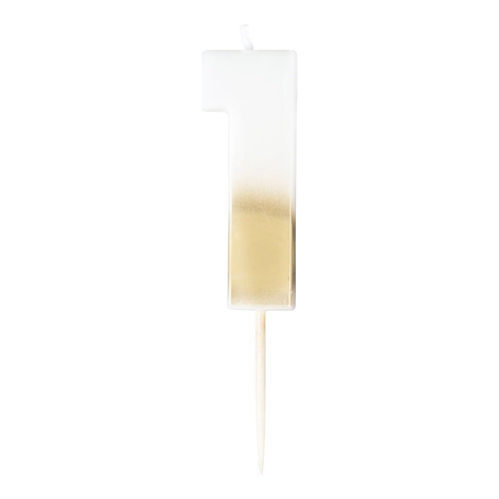 Gold Ombre 1 Number Birthday Candle- 5 Inner Pack