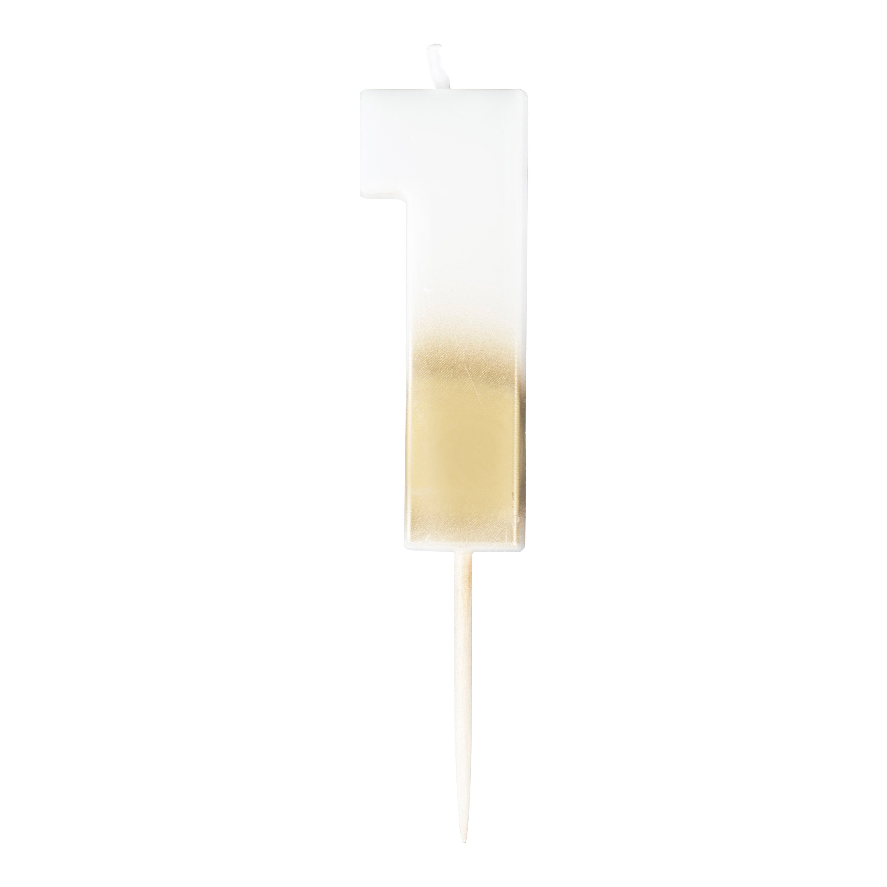Gold Ombre 1 Number Birthday Candle- 5 Inner Pack