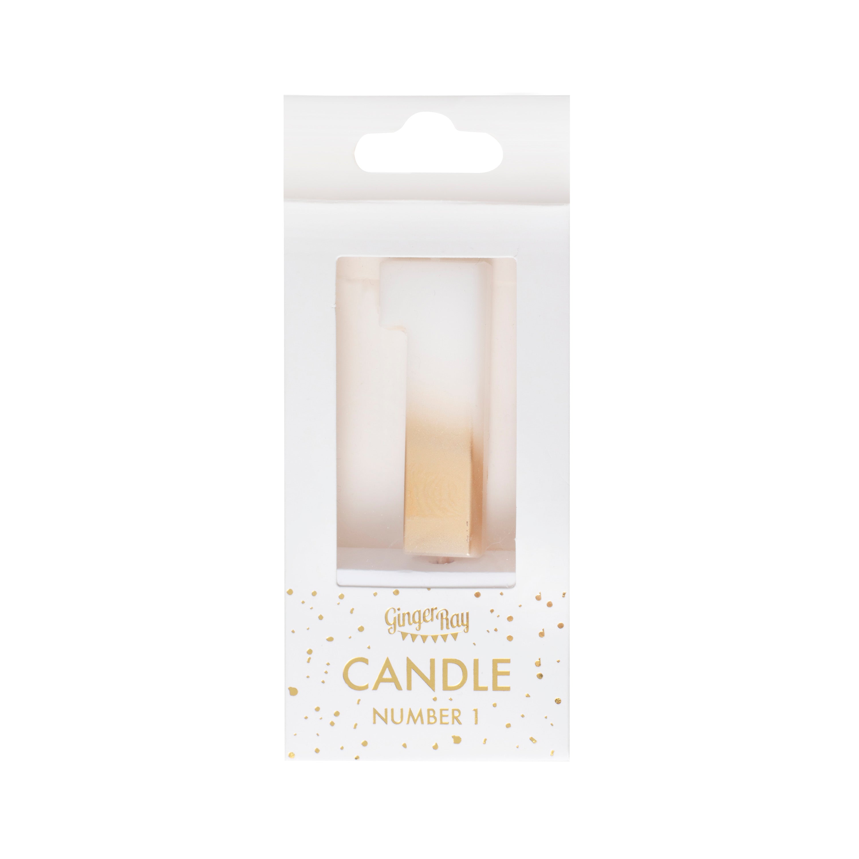 Gold Ombre 1 Number Birthday Candle- 5 Inner Pack