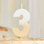 Gold Ombre 3 Number Birthday Candle- 5 Inner Pack