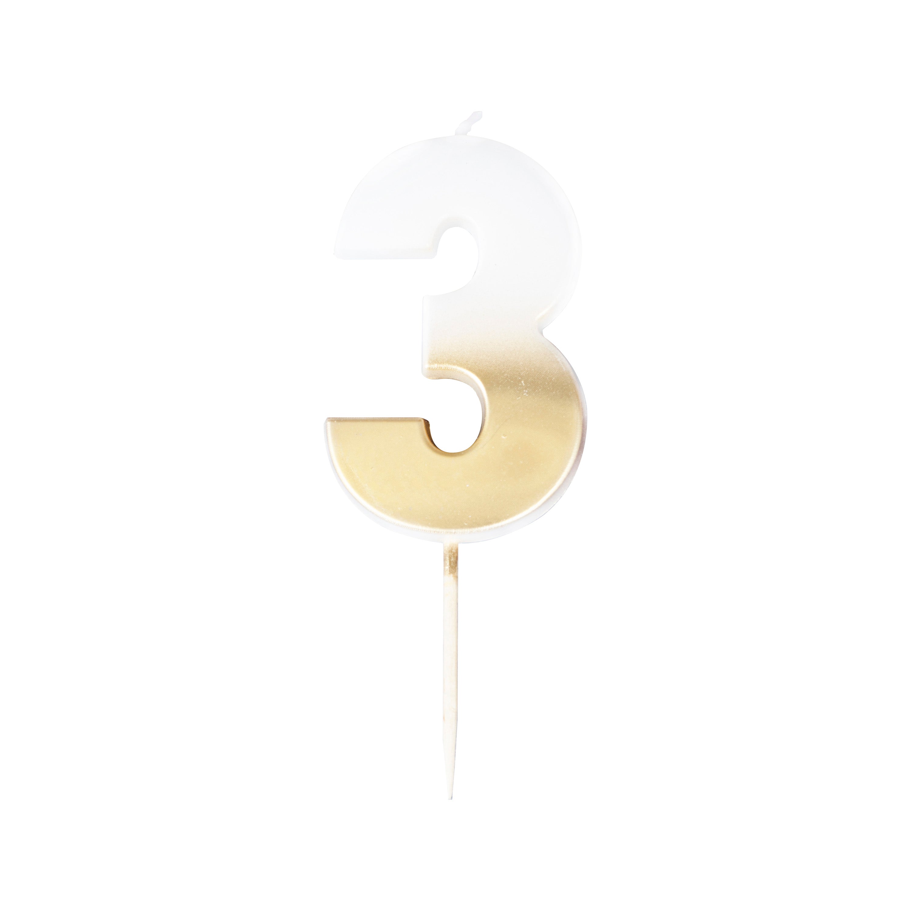Gold Ombre 3 Number Birthday Candle