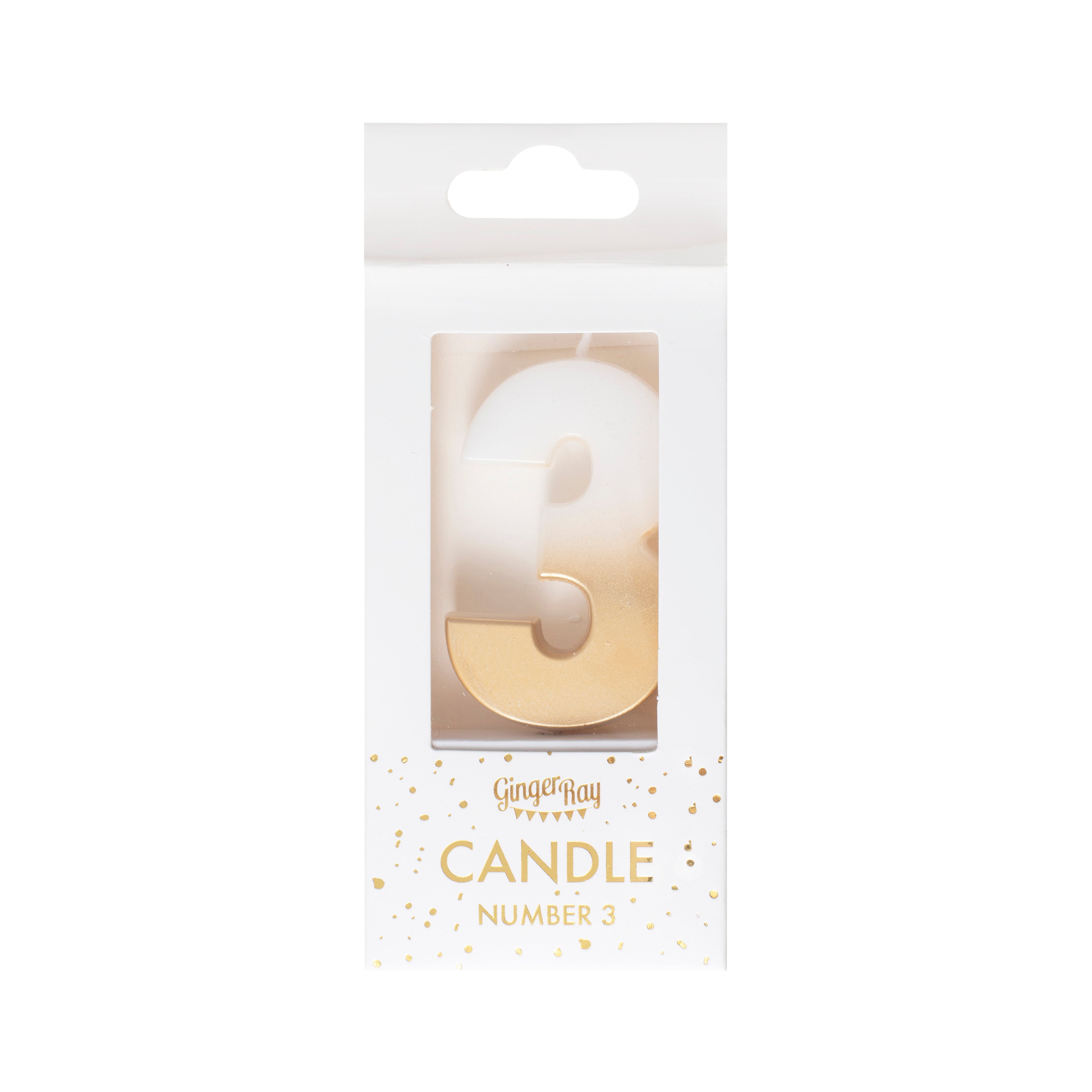 Gold Ombre 3 Number Birthday Candle- 5 Inner Pack