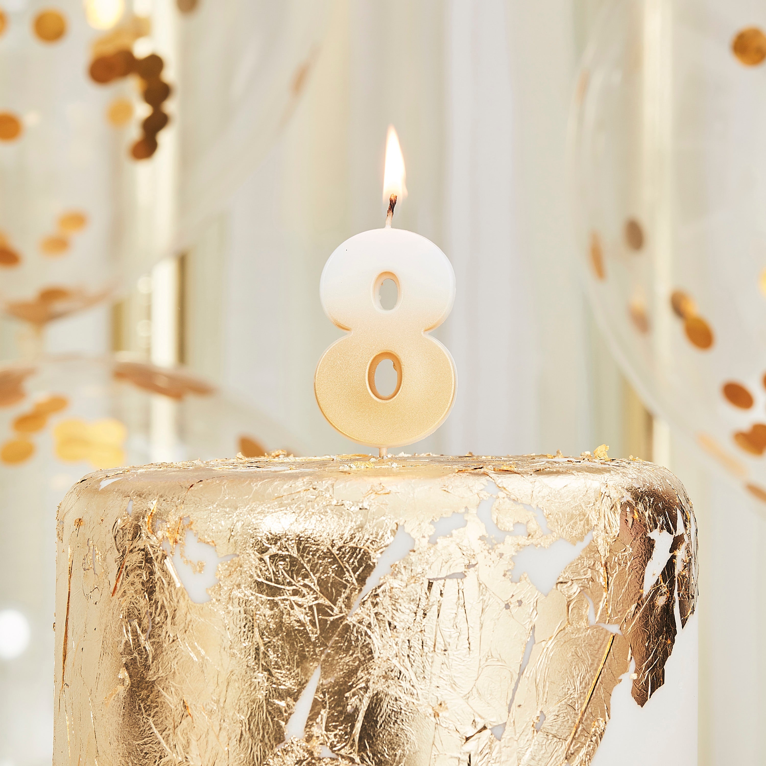 Gold Ombre 8 Number Birthday Candle