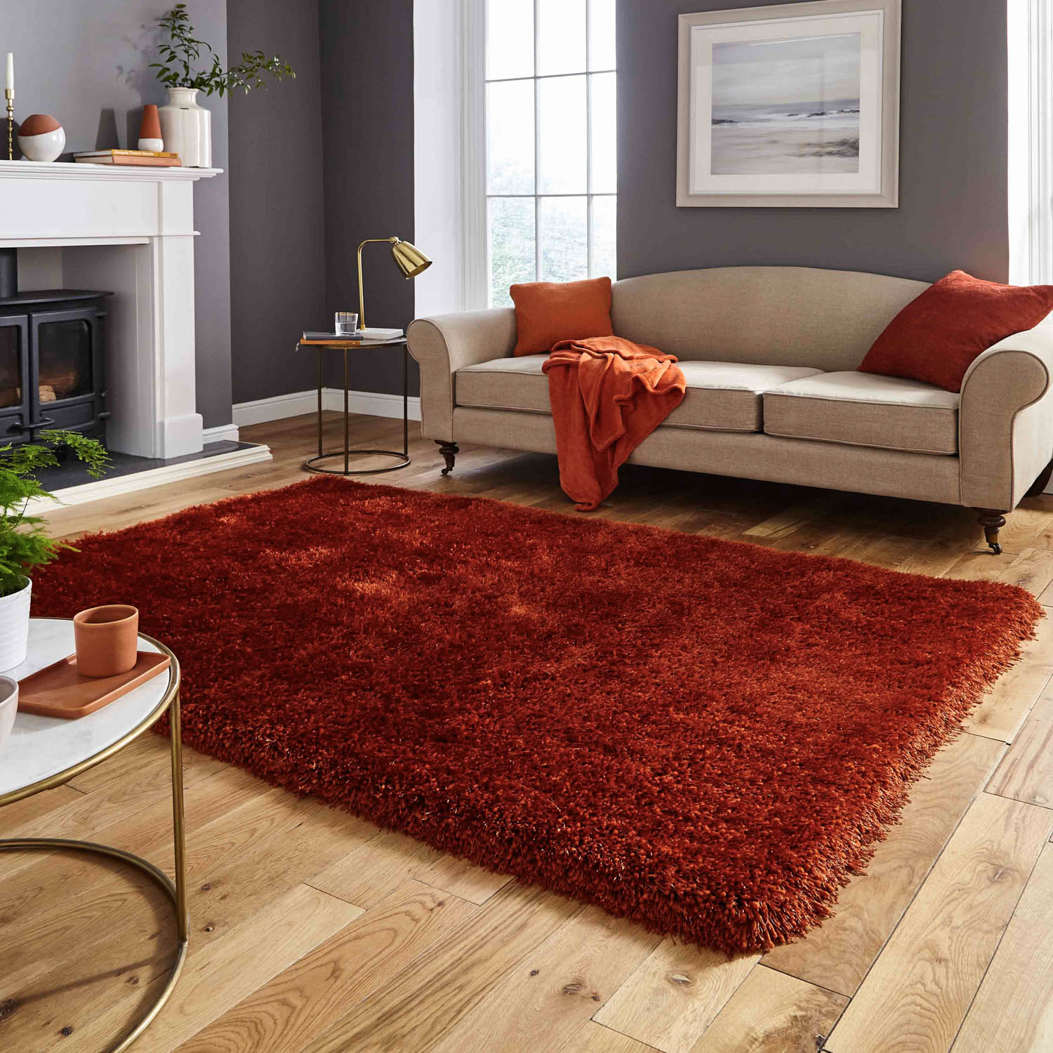 Montana Terracotta Luxury Shaggy Rug