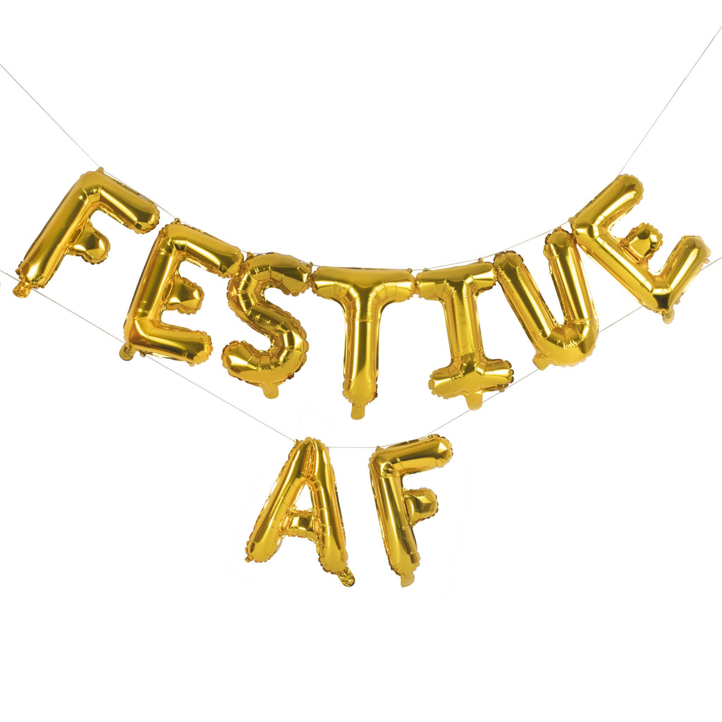 Gold Foiled 'Festive AF' Balloon Bunting