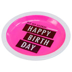 Happy Birthday Pink Paper Plates - Neon Birthday- 10 Inner Pack