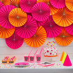Happy Birthday Pink Paper Plates - Neon Birthday