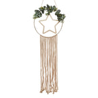 Wooden Hoop and Star Macrame Wall Hanging Wreath