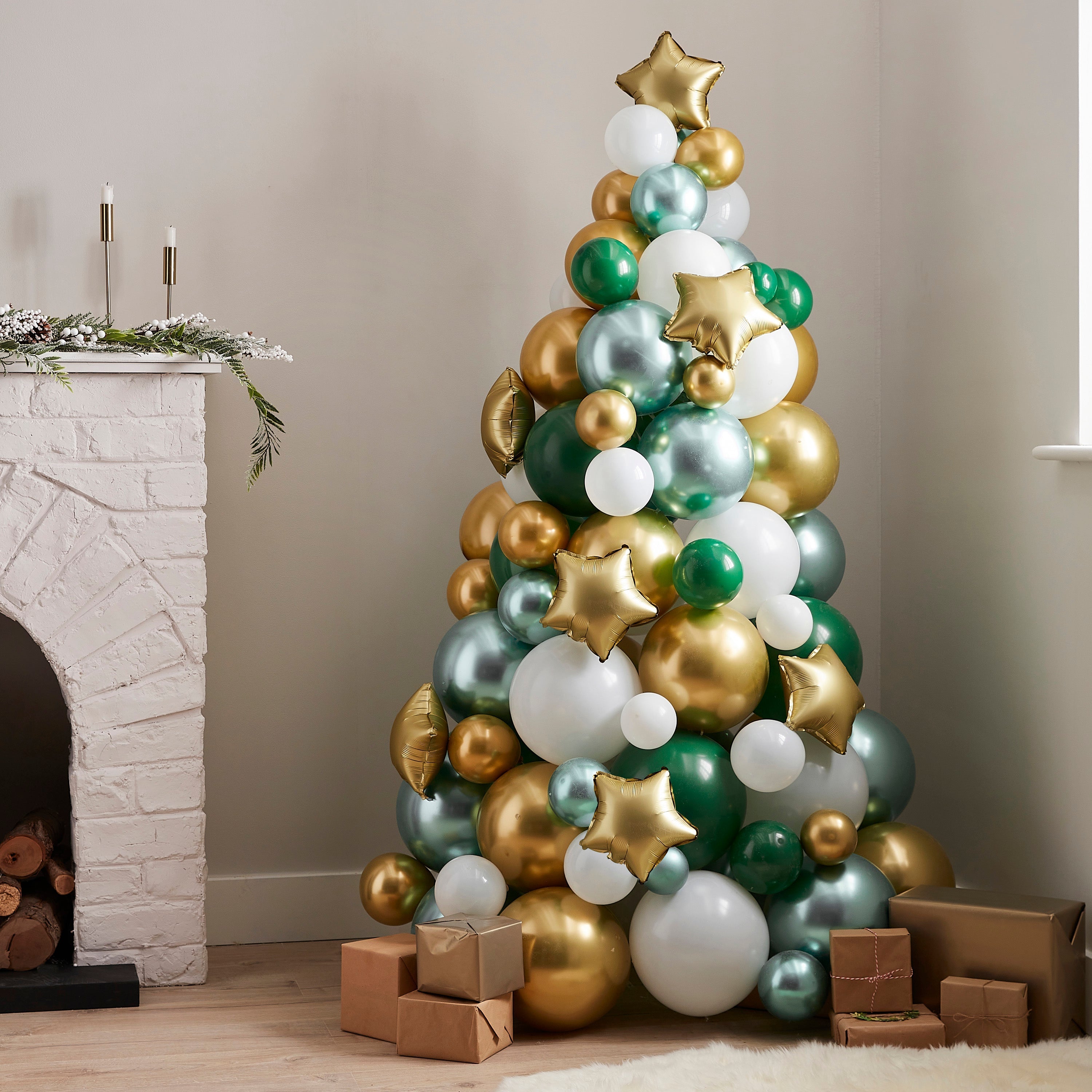 Green, Gold And White Balloon Christmas Tree- 5 Inner Pack
