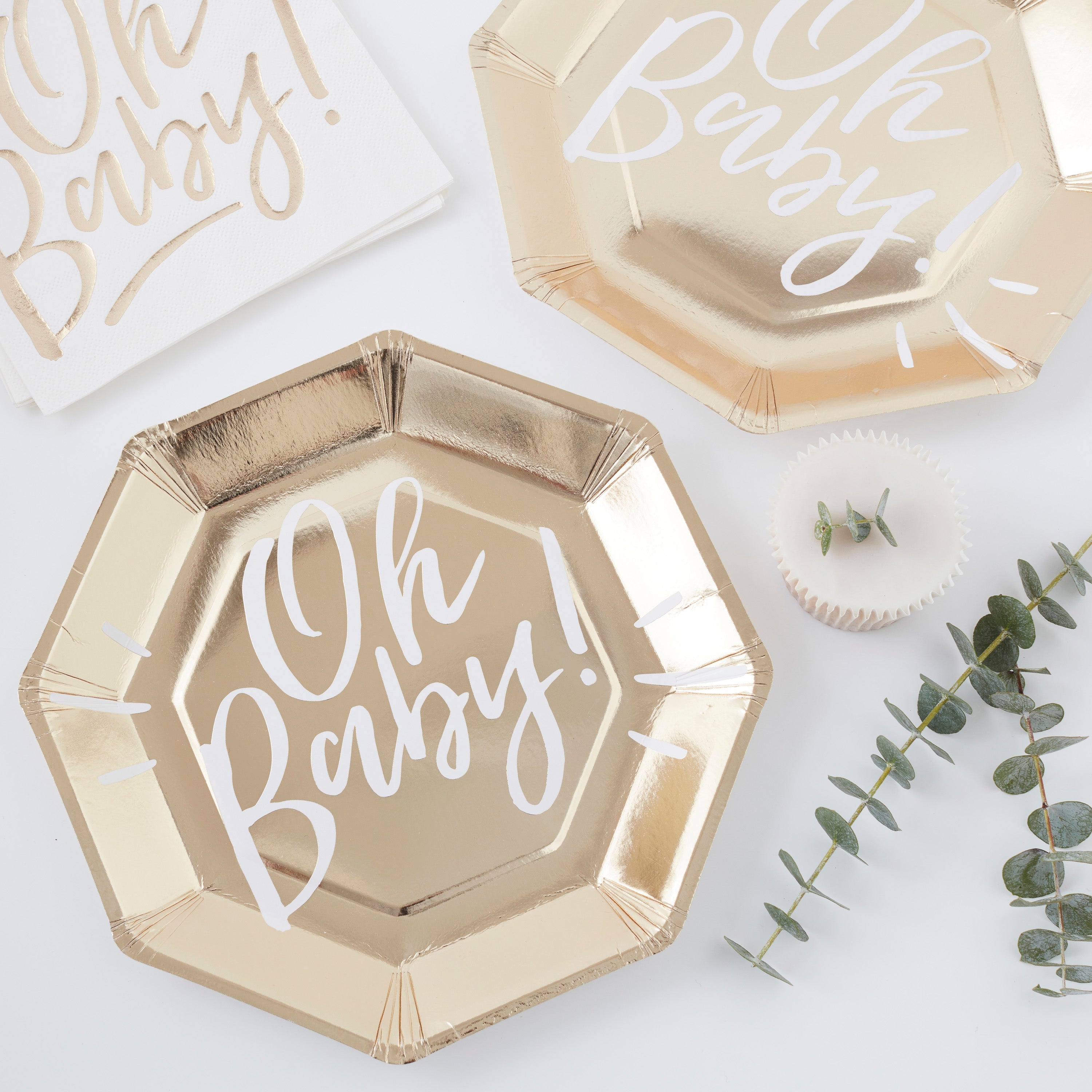 Oh Baby! Gold Foiled Paper Plates- 10 Inner Pack
