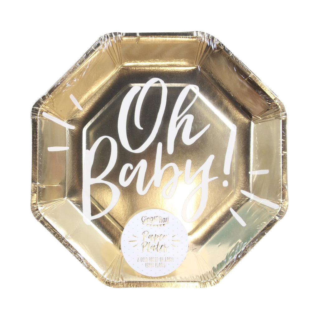 Oh Baby! Gold Foiled Paper Plates- 10 Inner Pack