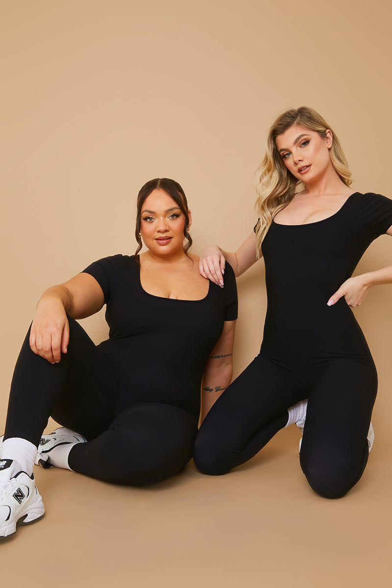 Built-In Bra Short Sleeve Sculpt and Control Unitard