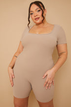 Built-In Bra Short Sleeve Sculpt and Control Short Unitard