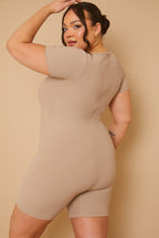 Built-In Bra Short Sleeve Sculpt and Control Short Unitard