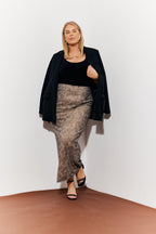Snake Skin Printed Mesh Skirt