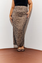 Snake Skin Printed Mesh Skirt