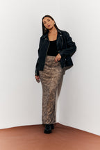 Snake Skin Printed Mesh Skirt