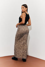 Snake Skin Printed Mesh Skirt