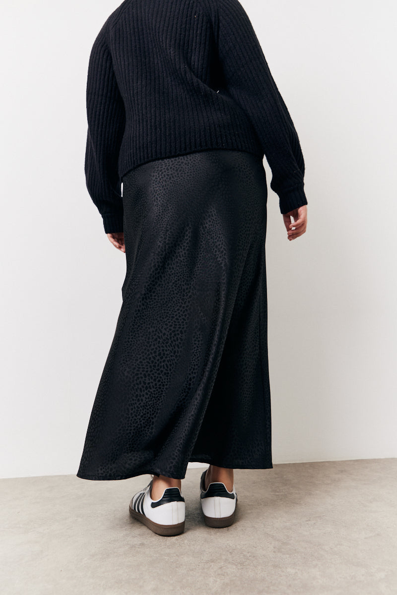 Black Jacquard Printed Slip Skirt