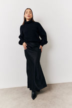 Black Jacquard Printed Slip Skirt