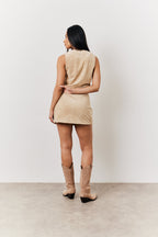 Camel Faux Suede Mini Skirt