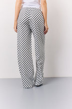 Black & White Striped Drawstring Trouser