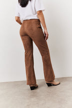 Tan Faux Suede Straight Leg Trouser