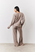Brushed Rib Flare Leg Co Ord Trouser