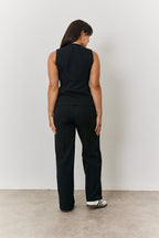 Elasticated Mid Rise Wide Leg Trouser