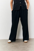 Elasticated Mid Rise Wide Leg Trouser