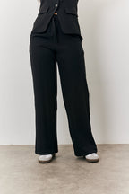 Elasticated Mid Rise Wide Leg Trouser
