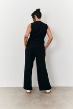 Elasticated Mid Rise Wide Leg Trouser