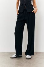 Elasticated Mid Rise Wide Leg Trouser