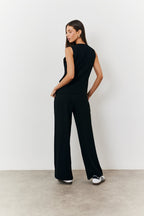 Elasticated Mid Rise Wide Leg Trouser