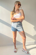 Light Wash Denim High Waist Shorts