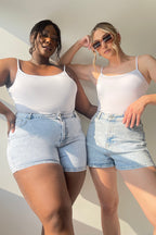 Light Wash Denim High Waist Shorts