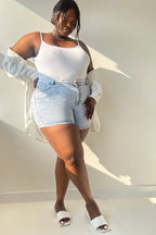 Light Wash Denim High Waist Shorts