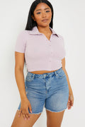 Mid Wash Ripped Denim Shorts