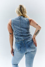 Denim Crew Neck Waistcoat