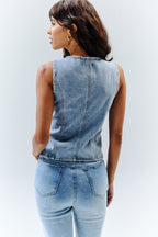 Denim Crew Neck Waistcoat