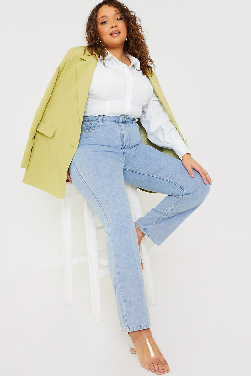 Light Wash Straight Leg Jeans
