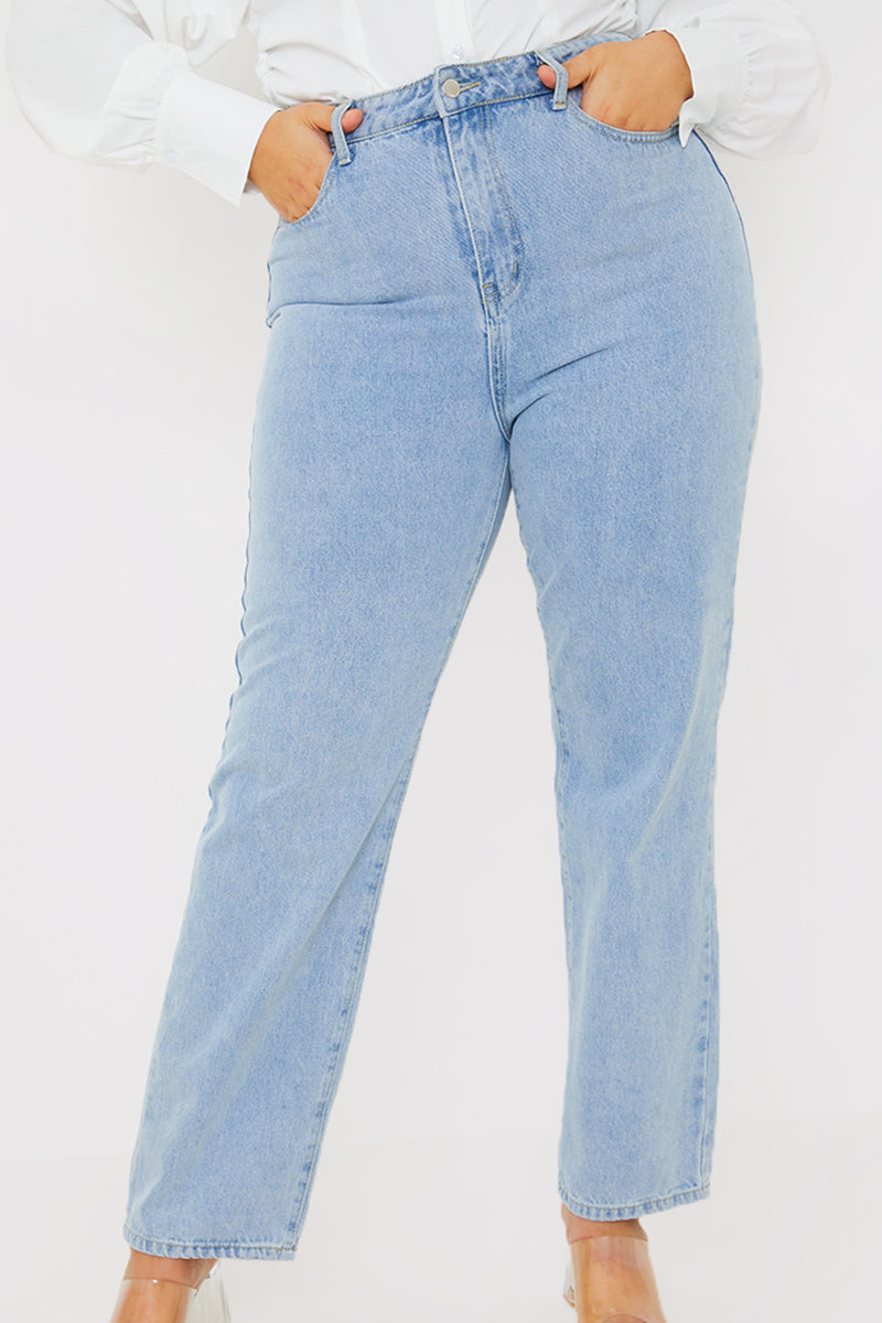 Light Wash Straight Leg Jeans