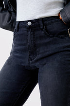Acid Wash Straight Leg Split Hem Jeans
