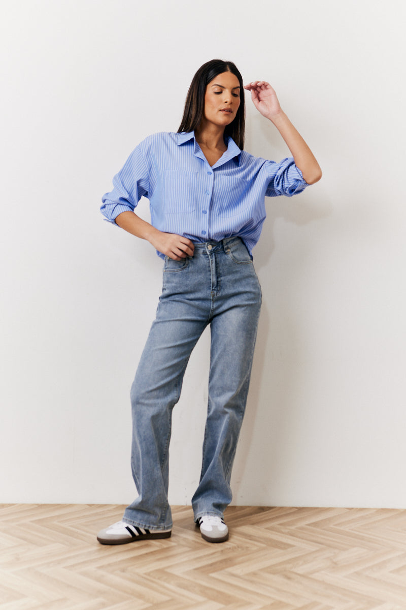 Oversized Striped Poplin Shirt