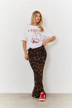 Leopard Mesh Maxi Skirt