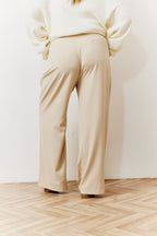 Beige Waistband Detail Tailored Trouser