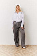 Grey Waistband Detail Tailored Trouser