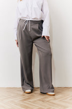 Grey Waistband Detail Tailored Trouser